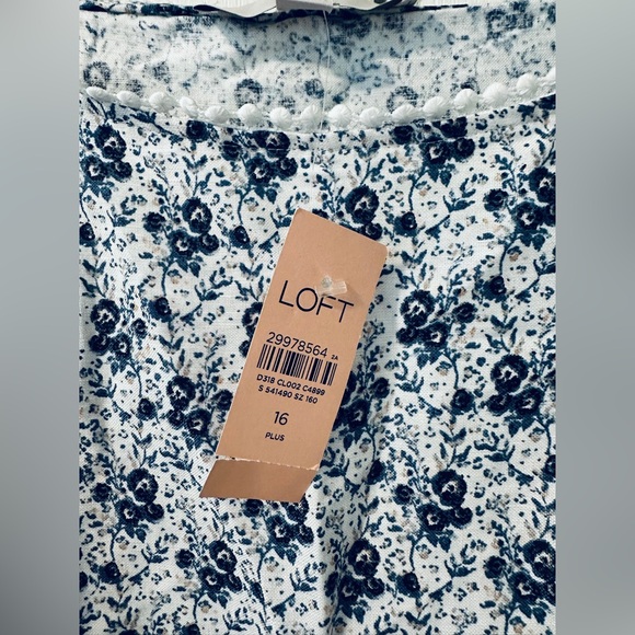 Loft White Floral Tank NWT 16 - Picture 5 of 5